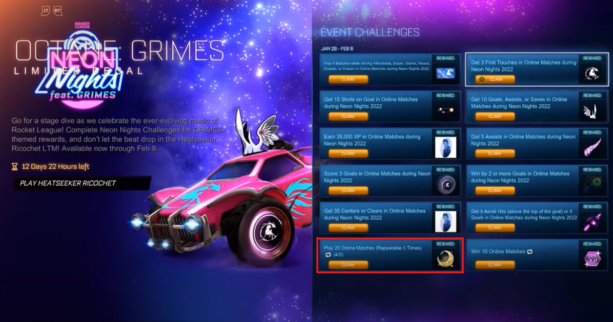 Event challenge screen in order to unlock Golden crates